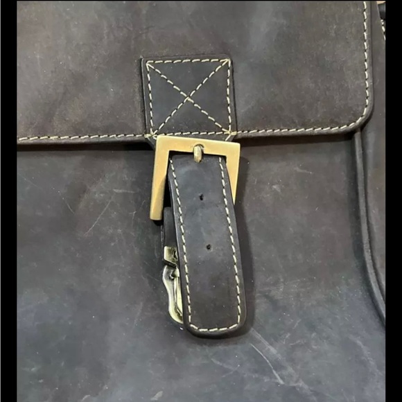 Visconti Berlin Crossbody Messenger Bag Oiled Leather Double Buckle - Picture 12 of 12